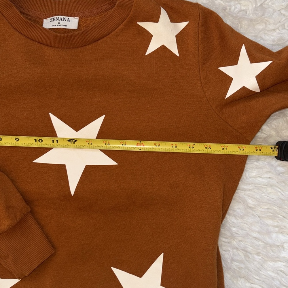 Zenana Star Pattern Fleece Crew Neck Sweatshirt & Joggers Set, Size S - Picture 7 of 17